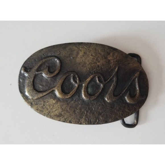 Brass \'Coors\' Oval Belt Buckle - Vintage Script Coors Belt Buckle - Etsy main image 3